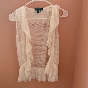 Lauren Ralph Lauren Ivory Ruffle Knit Vest